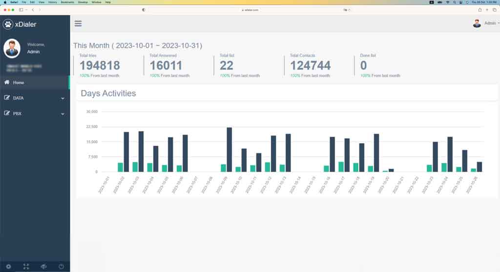 xDialer campaign and call management interface