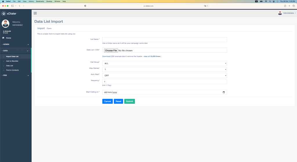 xDialer live agent activity and calling workflow screen